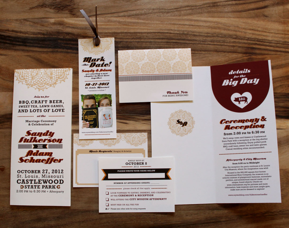 wedding invitation design by Tonia Dee - craft beer and BBQ